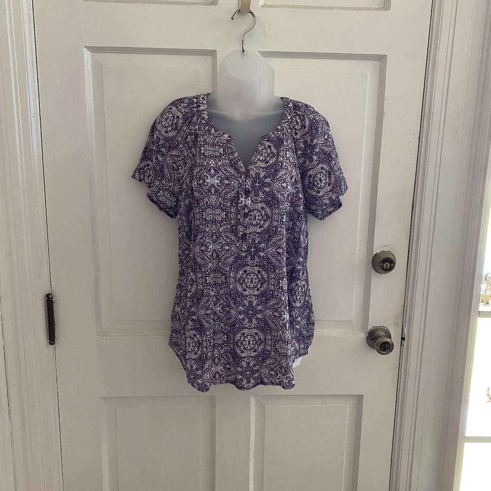 Kim Rogers Purple Paisley Blouse